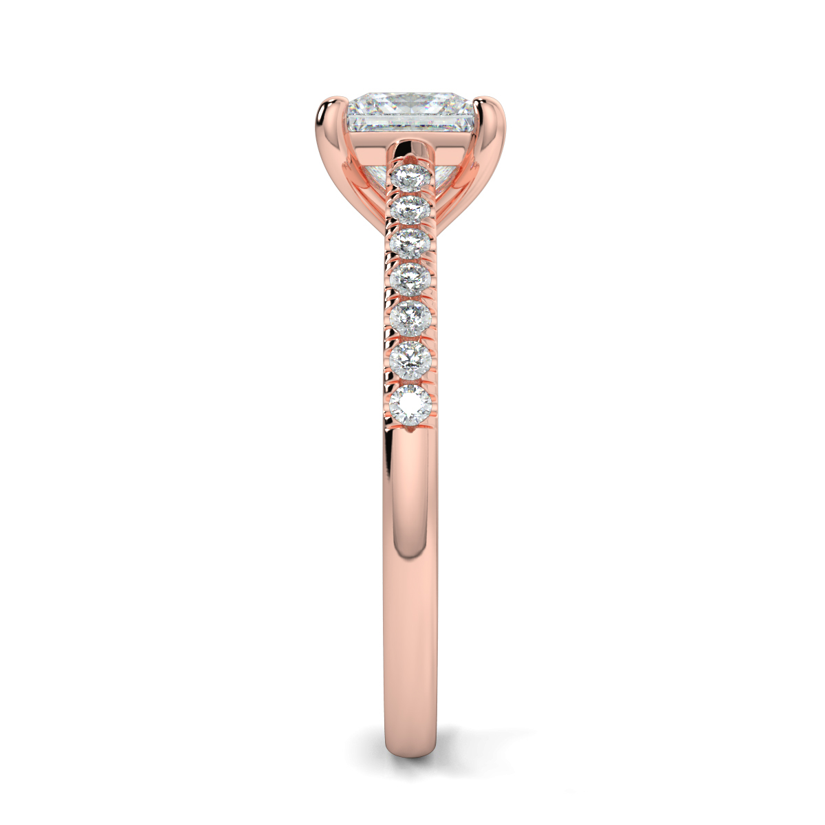 Princess Shoulder Diamond  Engagement Rings