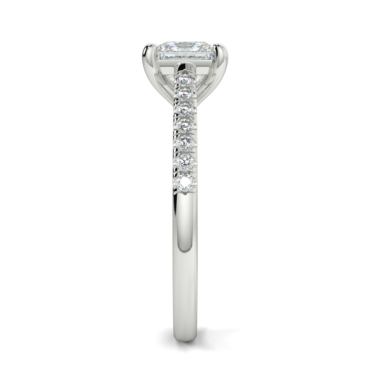 Princess Shoulder Diamond  Engagement Rings