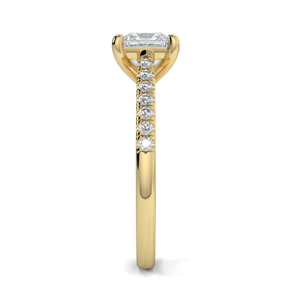 Princess Shoulder Diamond  Engagement Rings