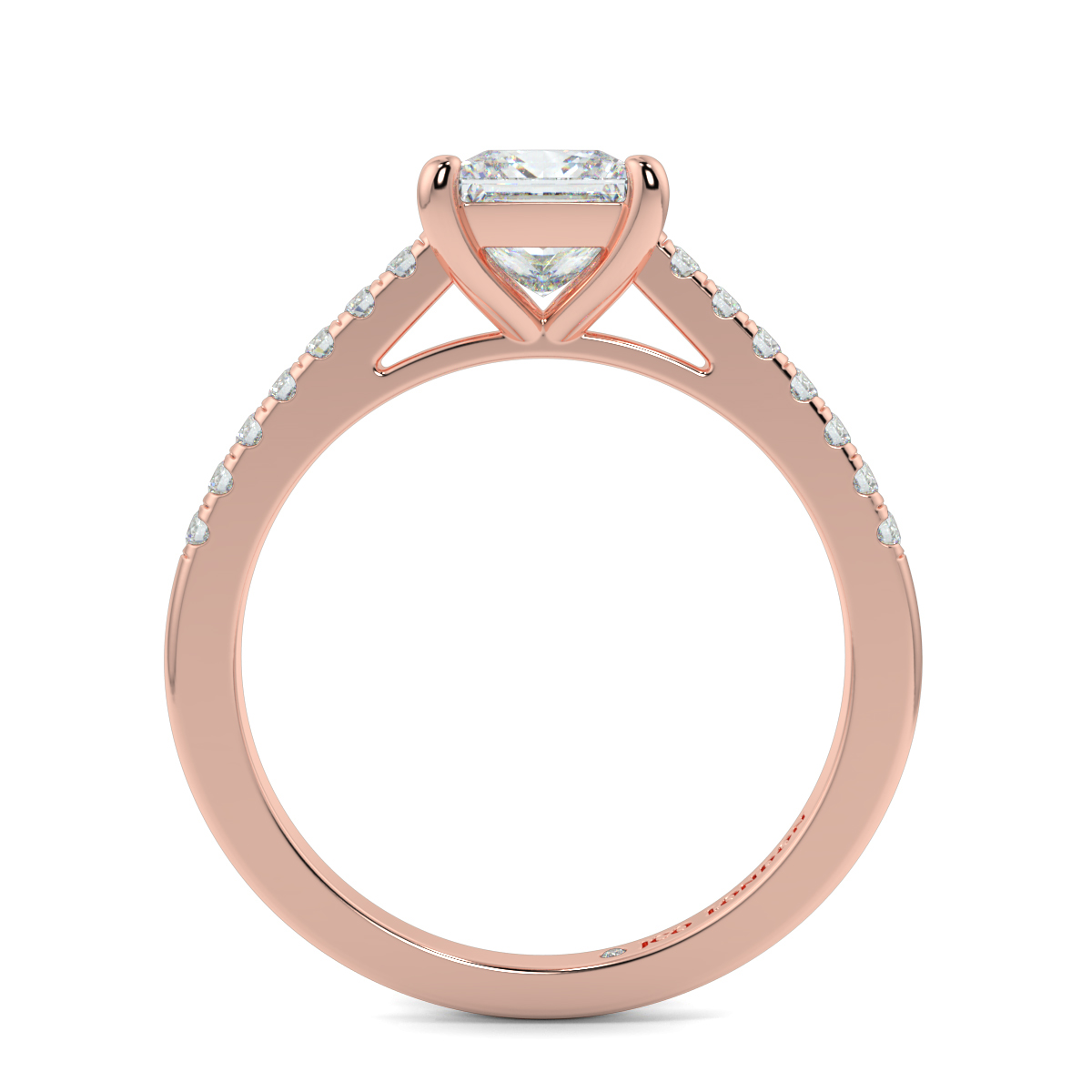 Princess Shoulder Diamond  Engagement Rings