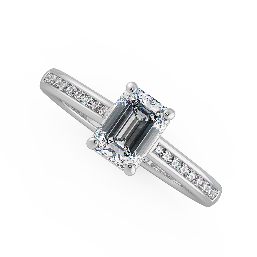 Emerald Shoulder Diamond  Engagement Rings