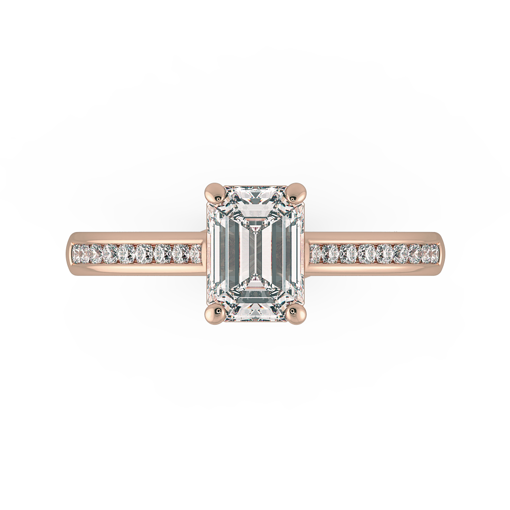 Emerald Shoulder Diamond  Engagement Rings