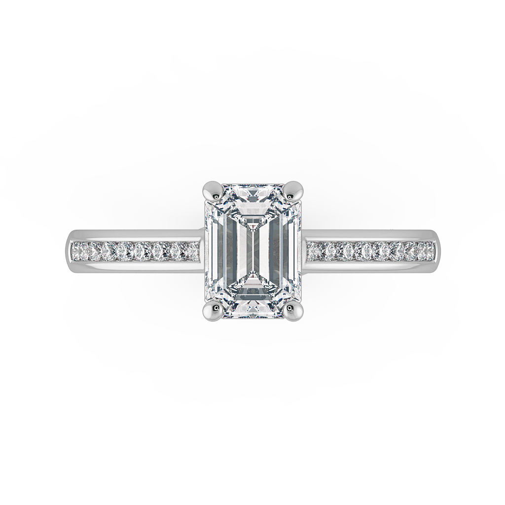 Emerald Shoulder Diamond  Engagement Rings