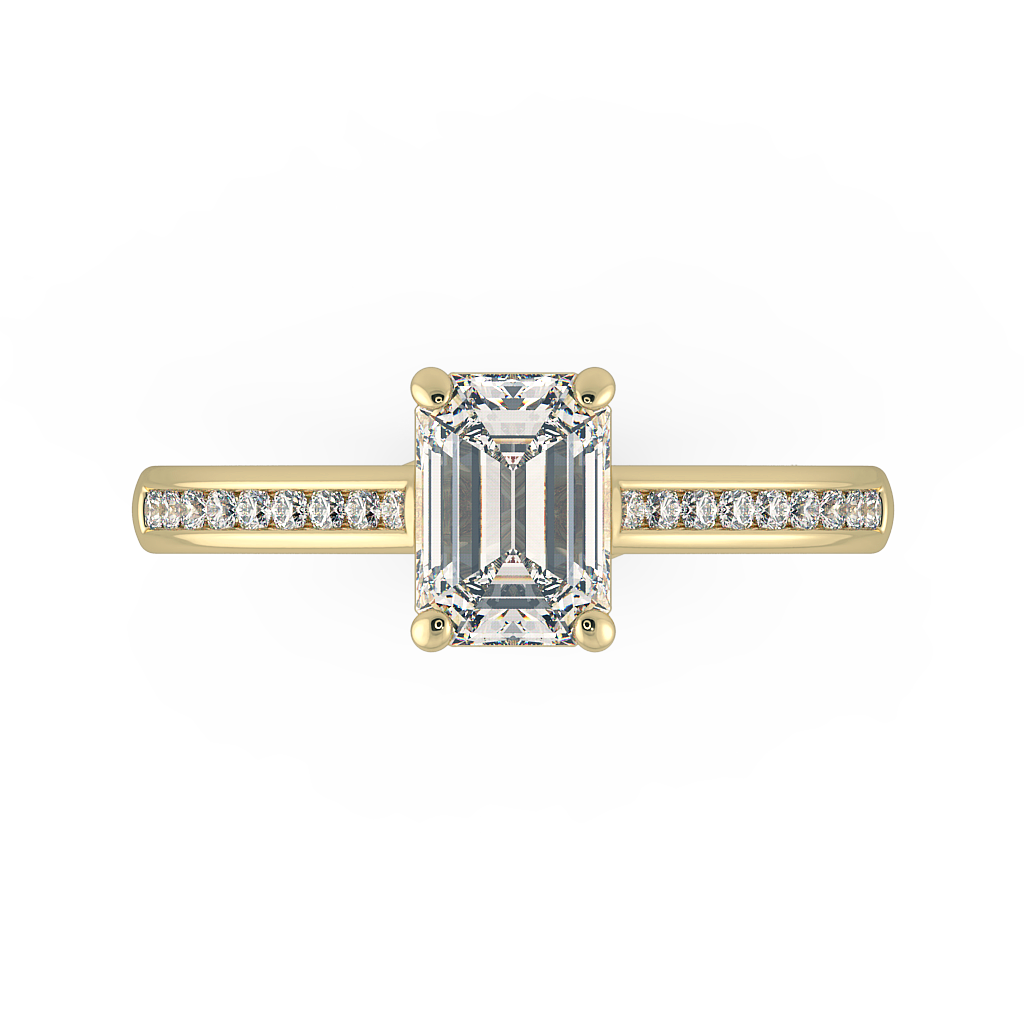 Emerald Shoulder Diamond  Engagement Rings