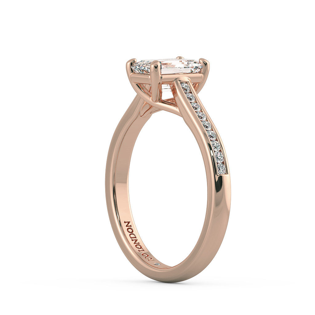 Emerald Shoulder Diamond  Engagement Rings