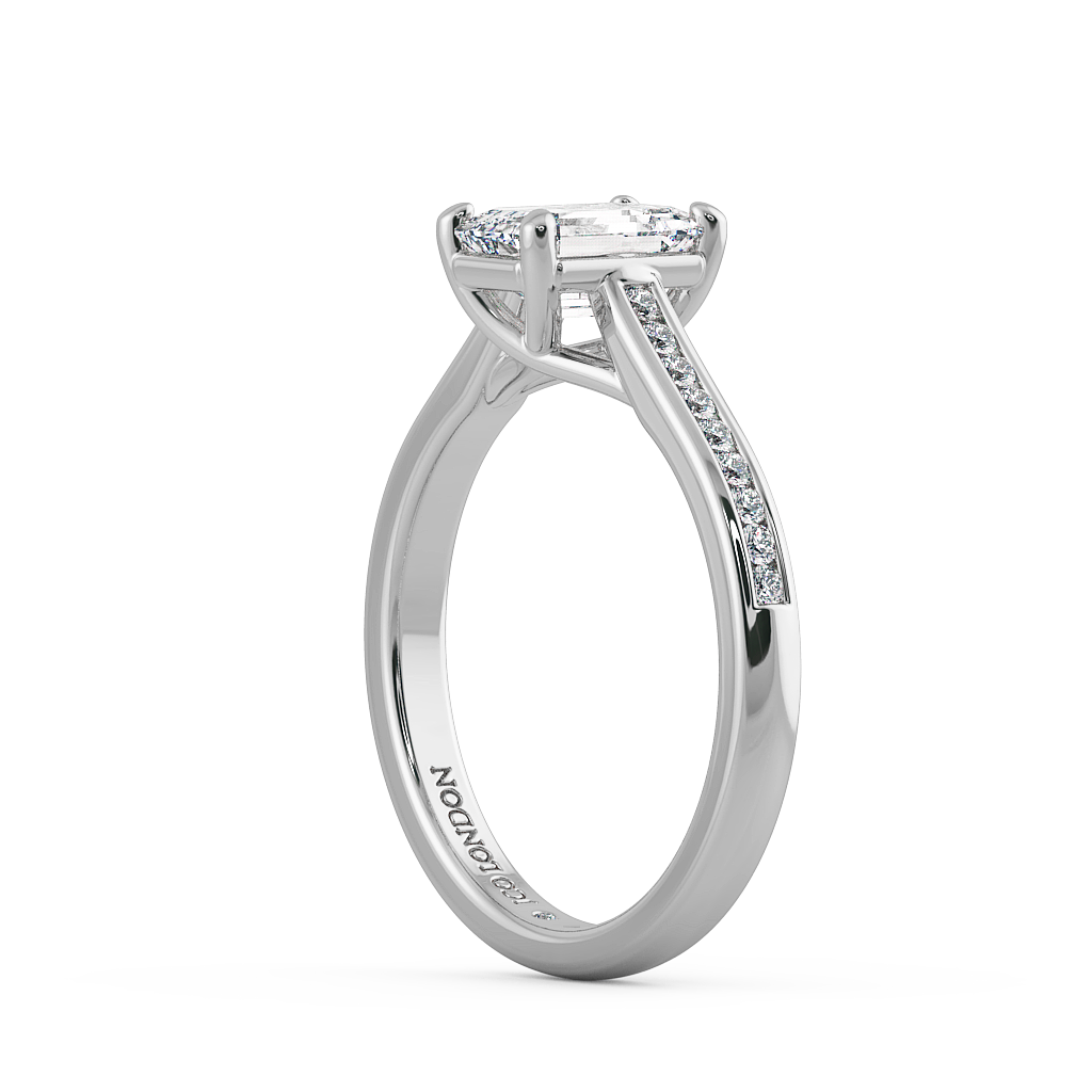 Emerald Shoulder Diamond  Engagement Rings