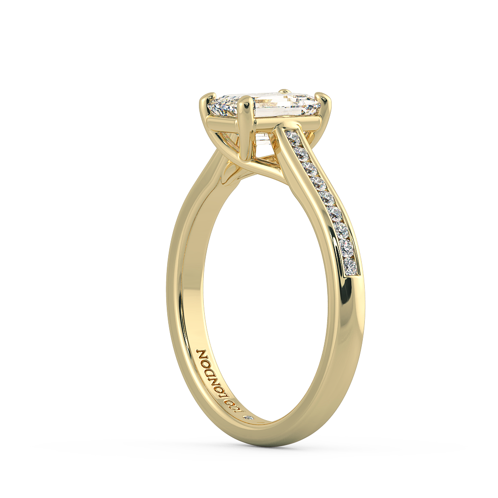 Emerald Shoulder Diamond  Engagement Rings