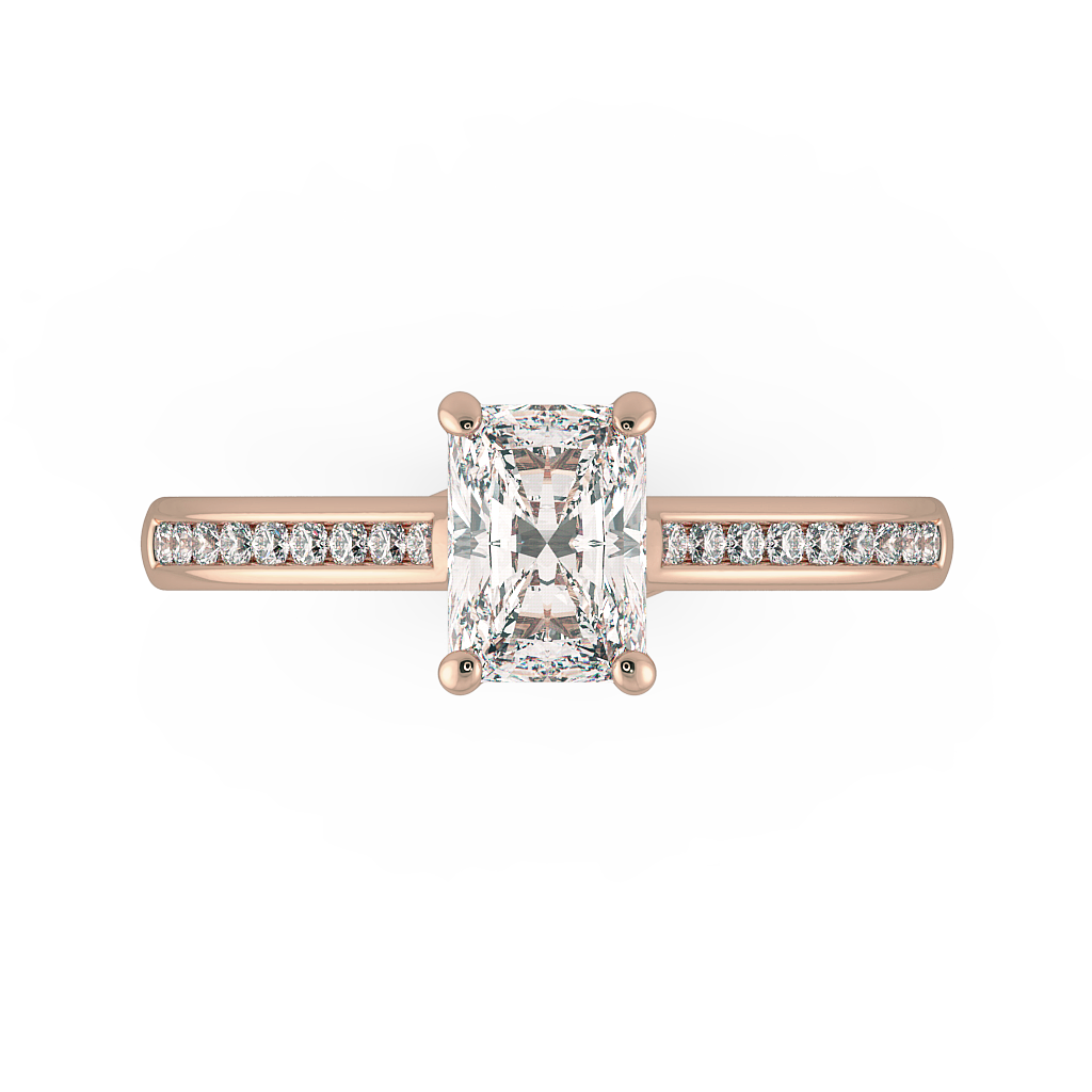 Radiant Shoulder Diamond  Engagement Rings