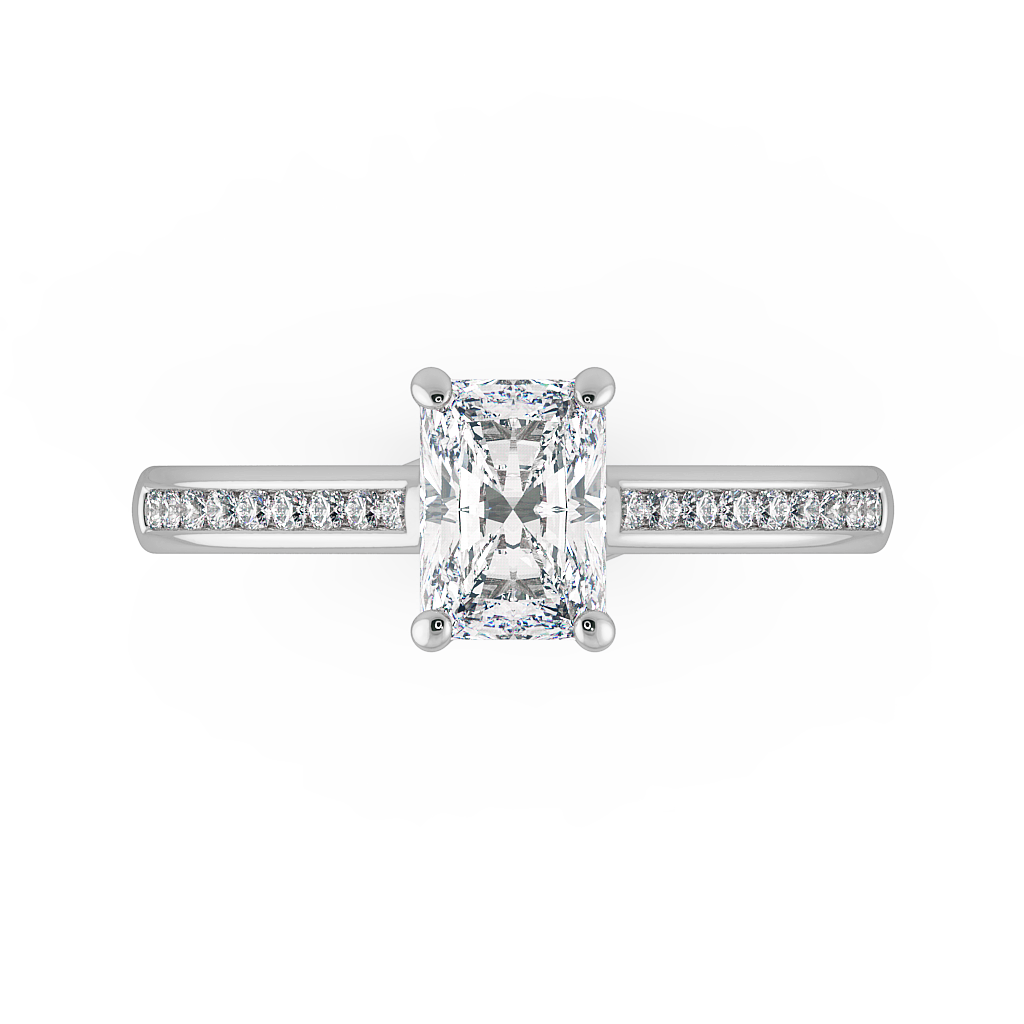 Radiant Shoulder Diamond  Engagement Rings