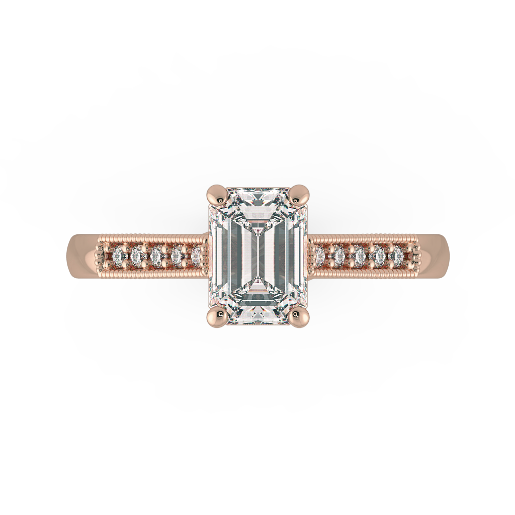 Emerald Shoulder Diamond  Engagement Rings