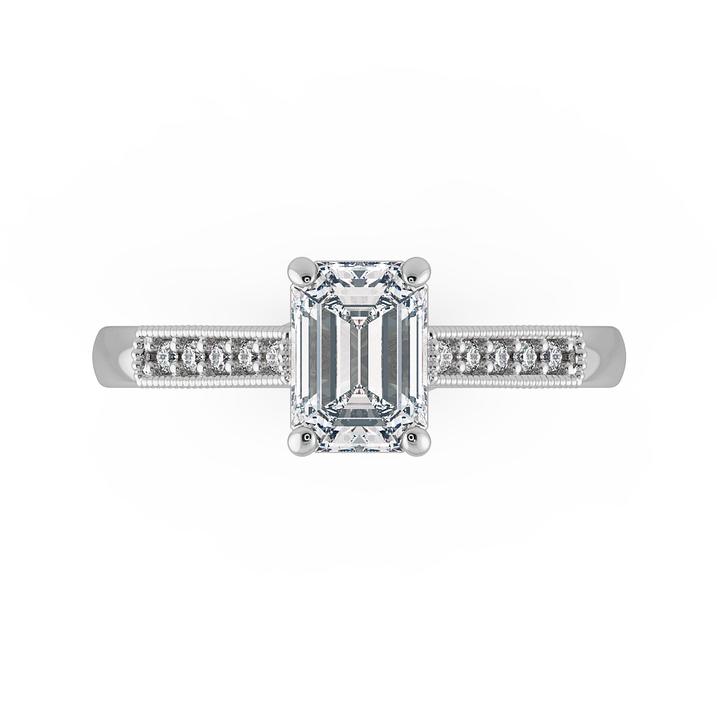 Emerald Shoulder Diamond  Engagement Rings
