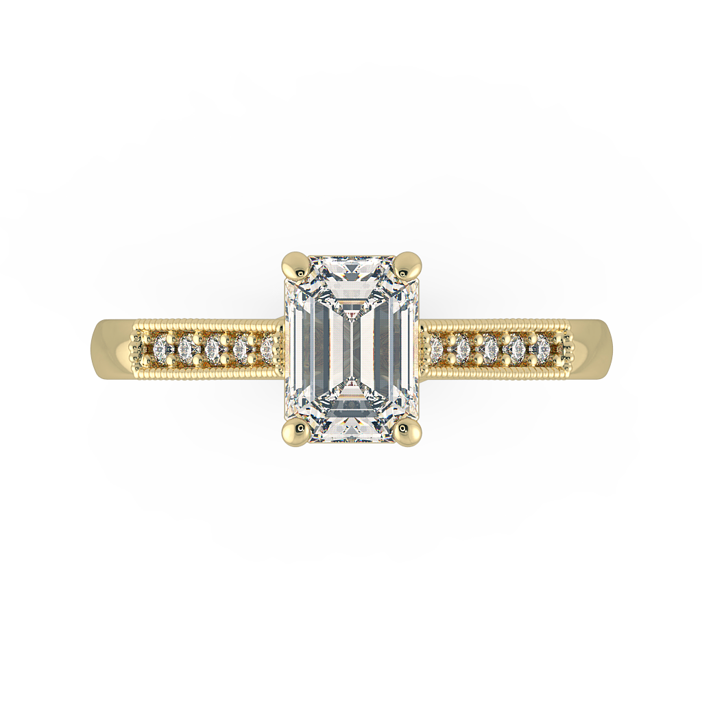 Emerald Shoulder Diamond  Engagement Rings