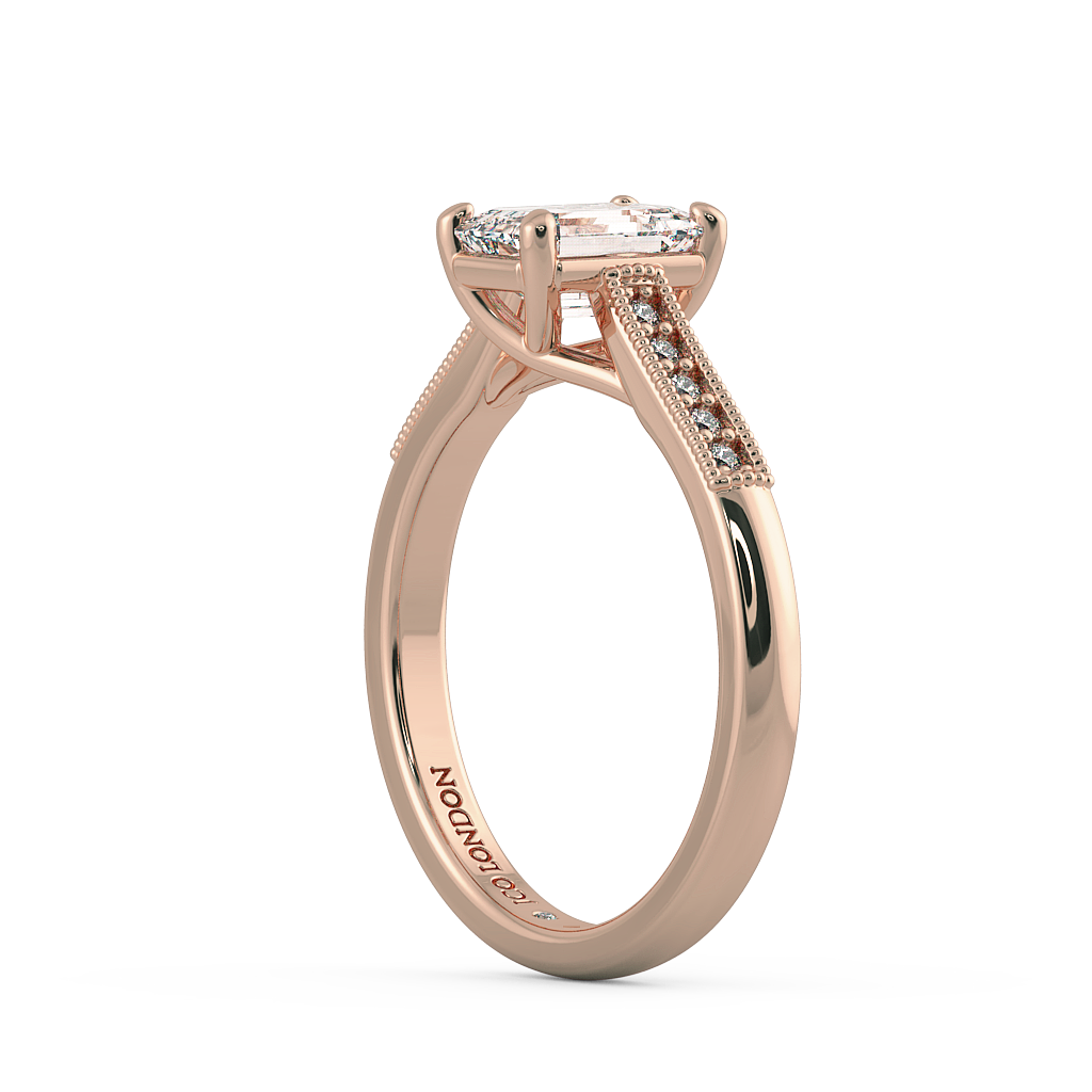 Emerald Shoulder Diamond  Engagement Rings