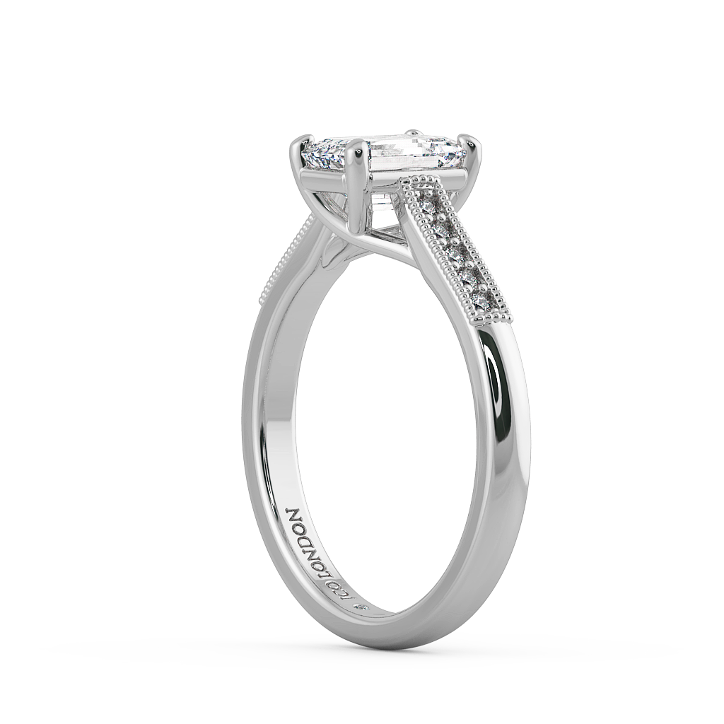 Emerald Shoulder Diamond  Engagement Rings