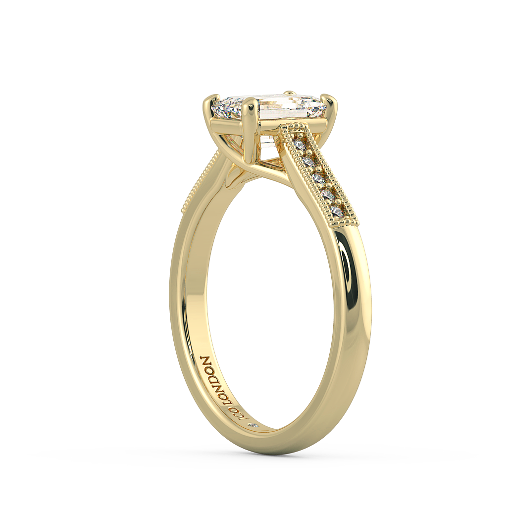 Emerald Shoulder Diamond  Engagement Rings