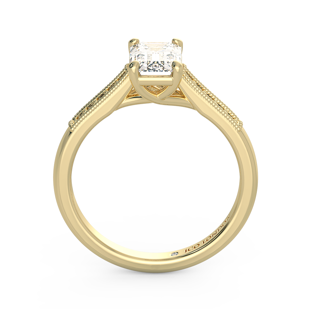 Emerald Shoulder Diamond  Engagement Rings