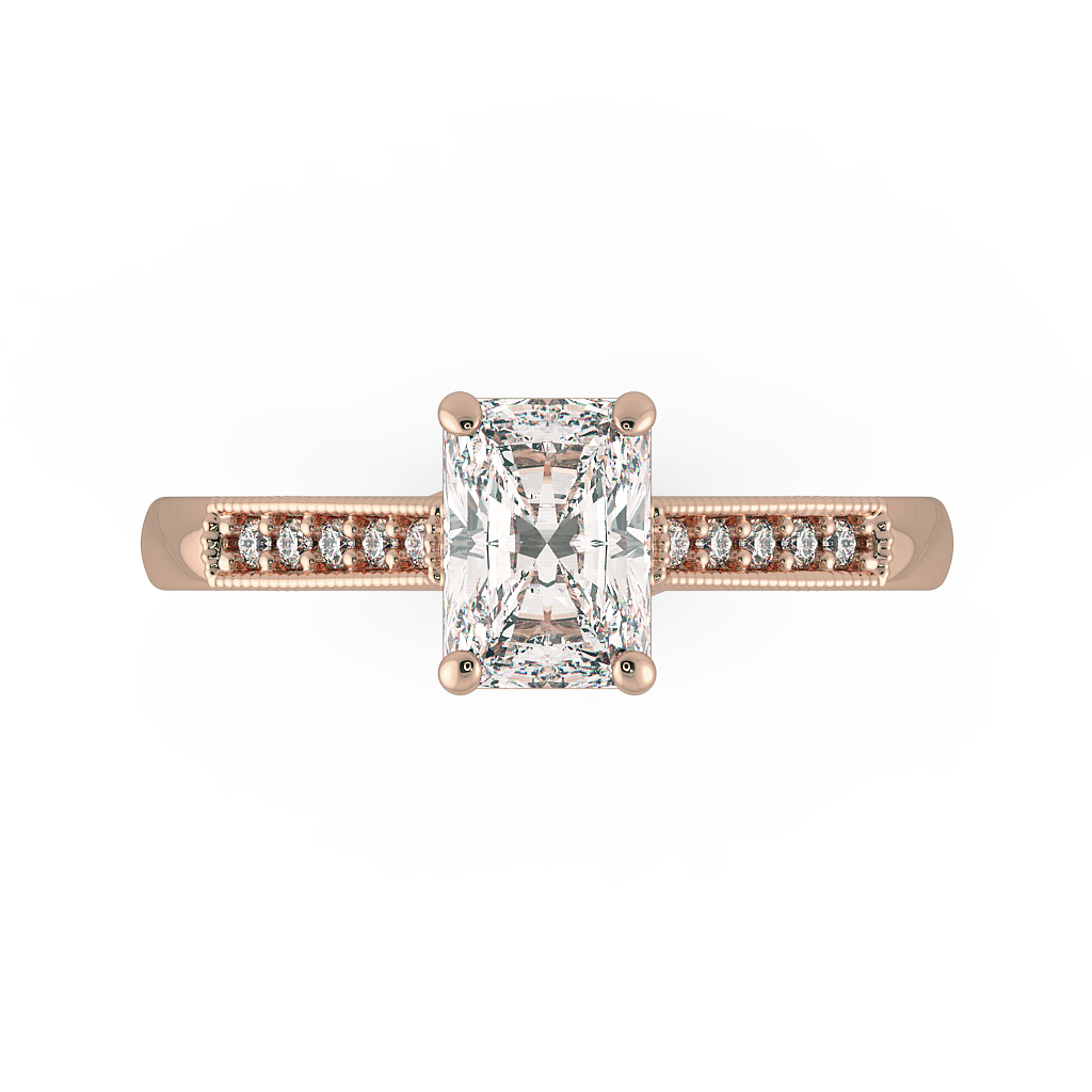 Radiant Shoulder Diamond  Engagement Rings