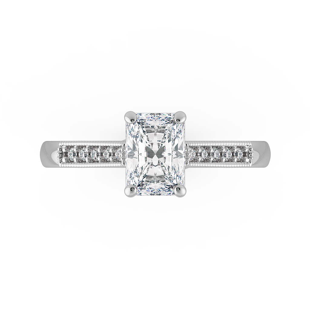 Radiant Shoulder Diamond  Engagement Rings