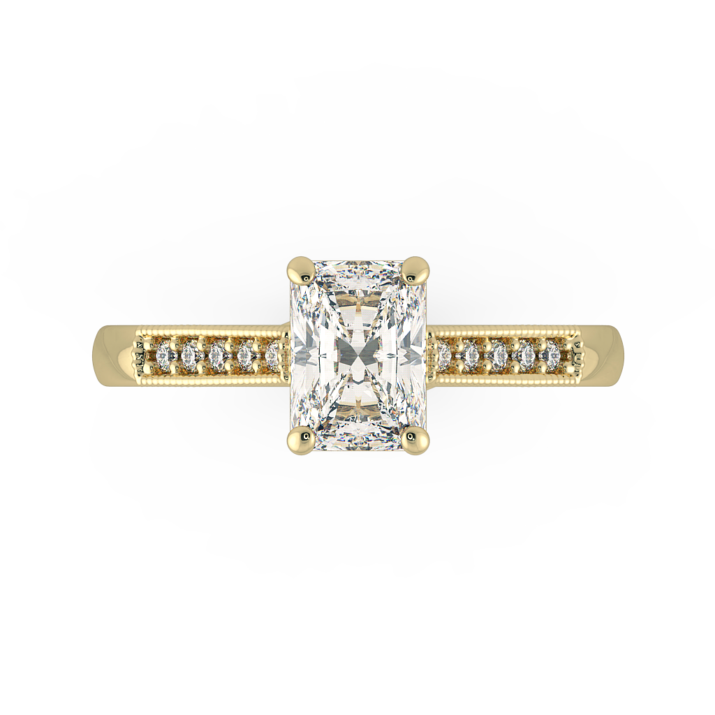 Radiant Shoulder Diamond  Engagement Rings