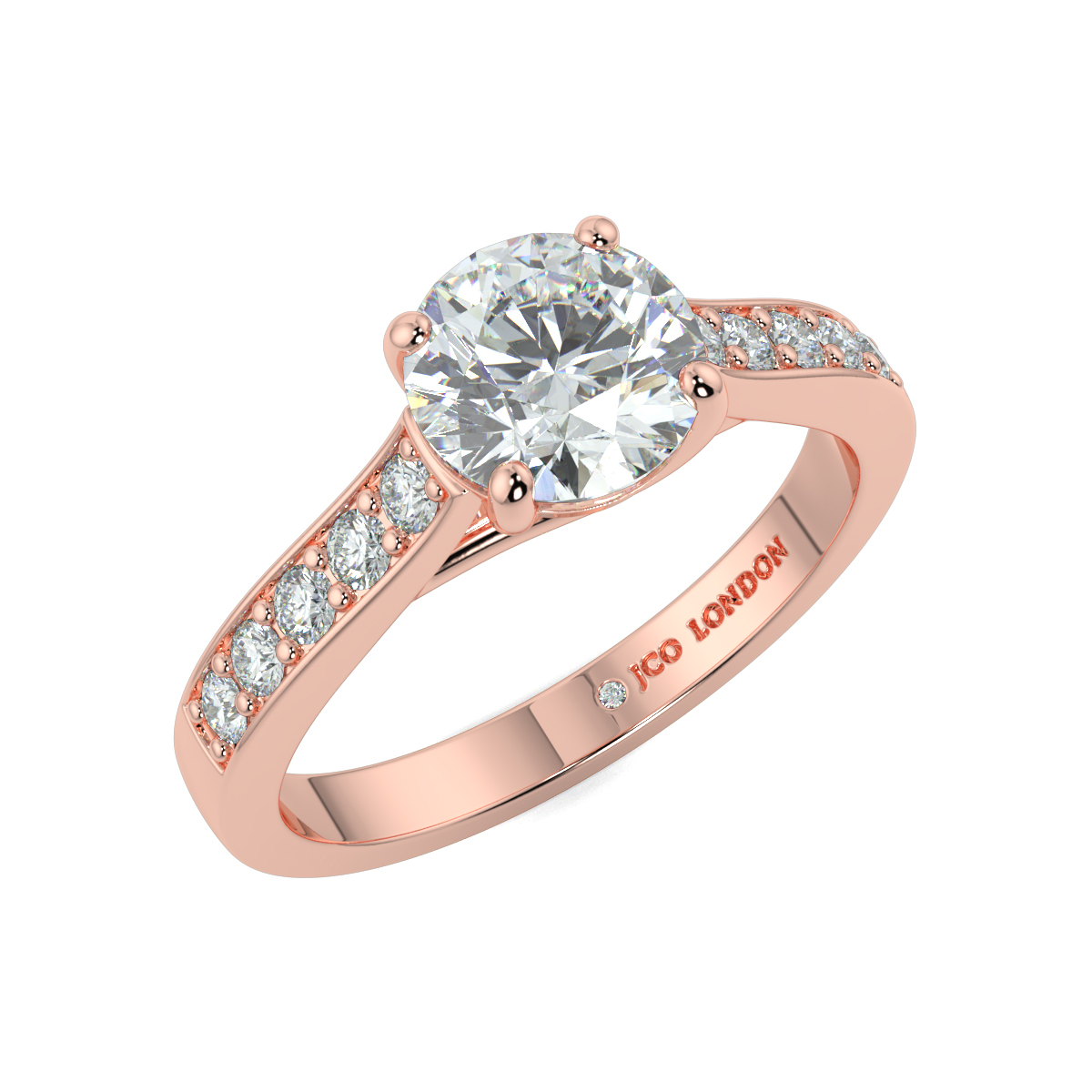 Round Shoulder Diamond  Engagement Rings