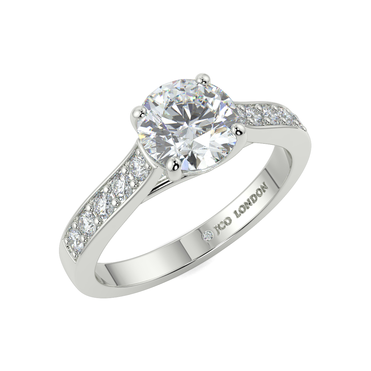 Round Shoulder Diamond  Engagement Rings