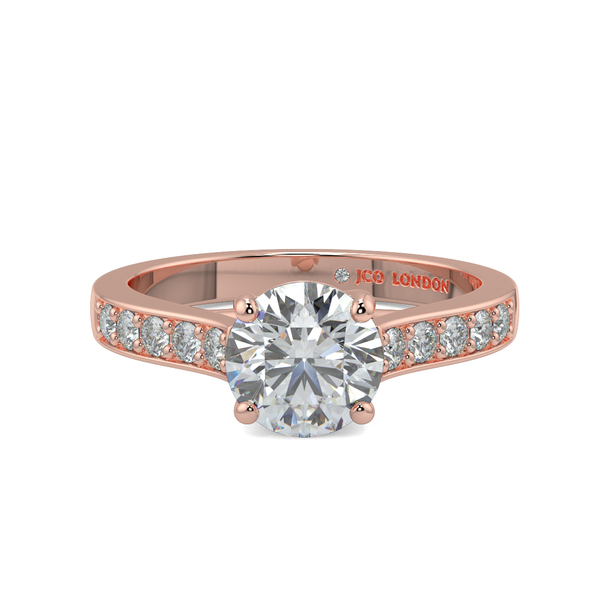 Round Shoulder Diamond  Engagement Rings