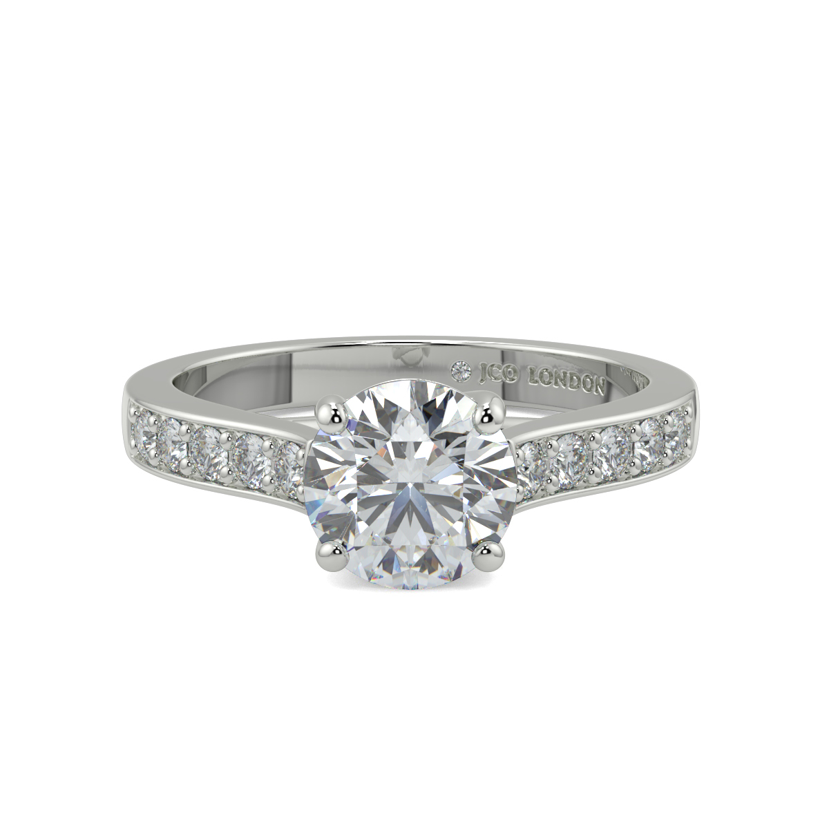 Round Shoulder Diamond  Engagement Rings