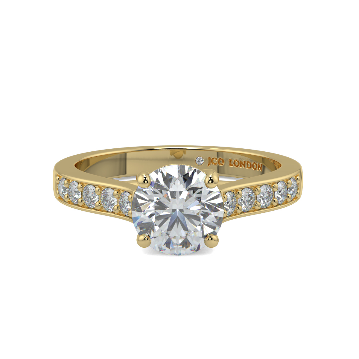 Round Shoulder Diamond  Engagement Rings