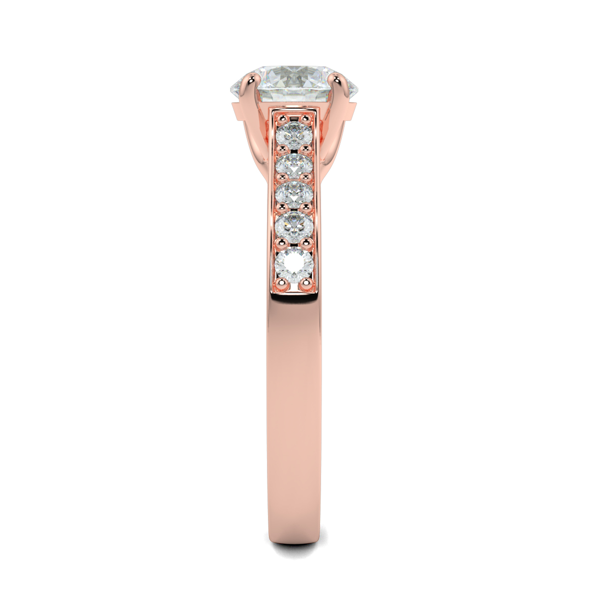 Round Shoulder Diamond  Engagement Rings