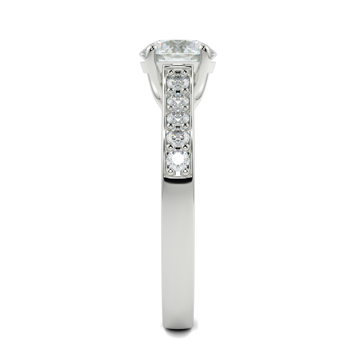 Round Shoulder Diamond  Engagement Rings