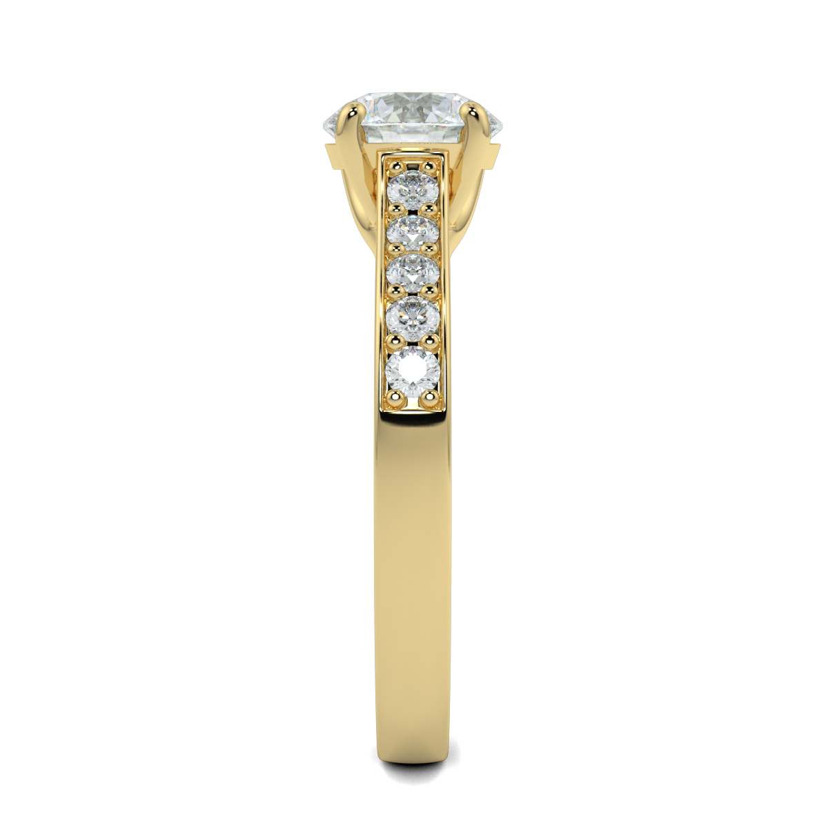 Round Shoulder Diamond  Engagement Rings