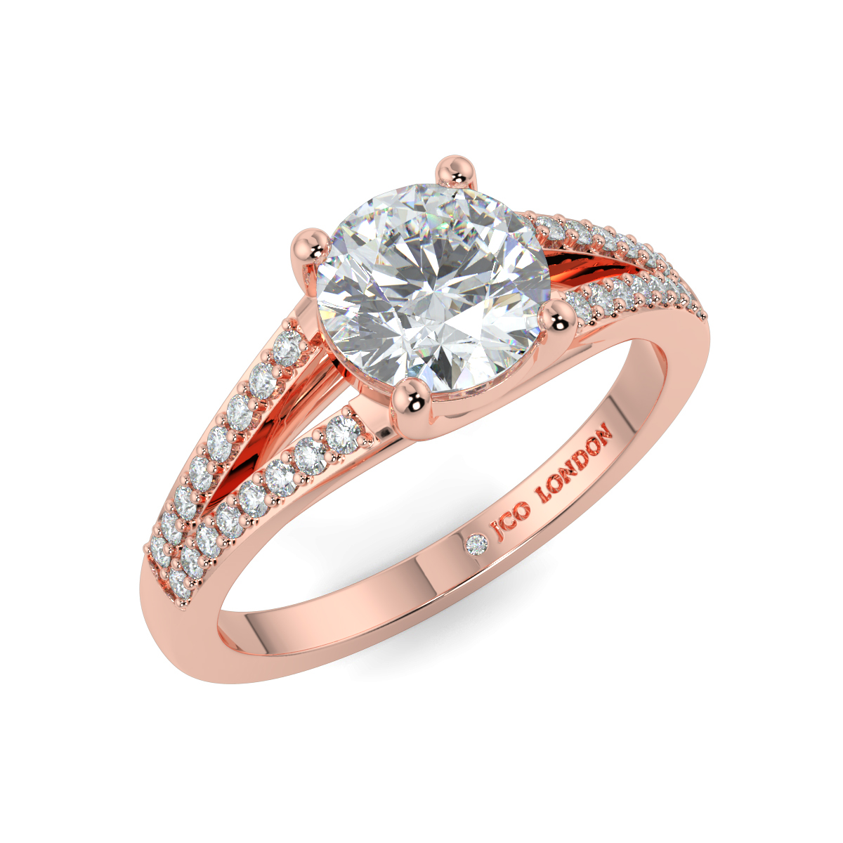 Round Shoulder Diamond  Engagement Rings