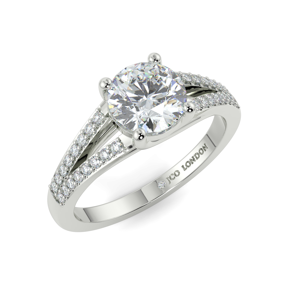 Round Shoulder Diamond  Engagement Rings