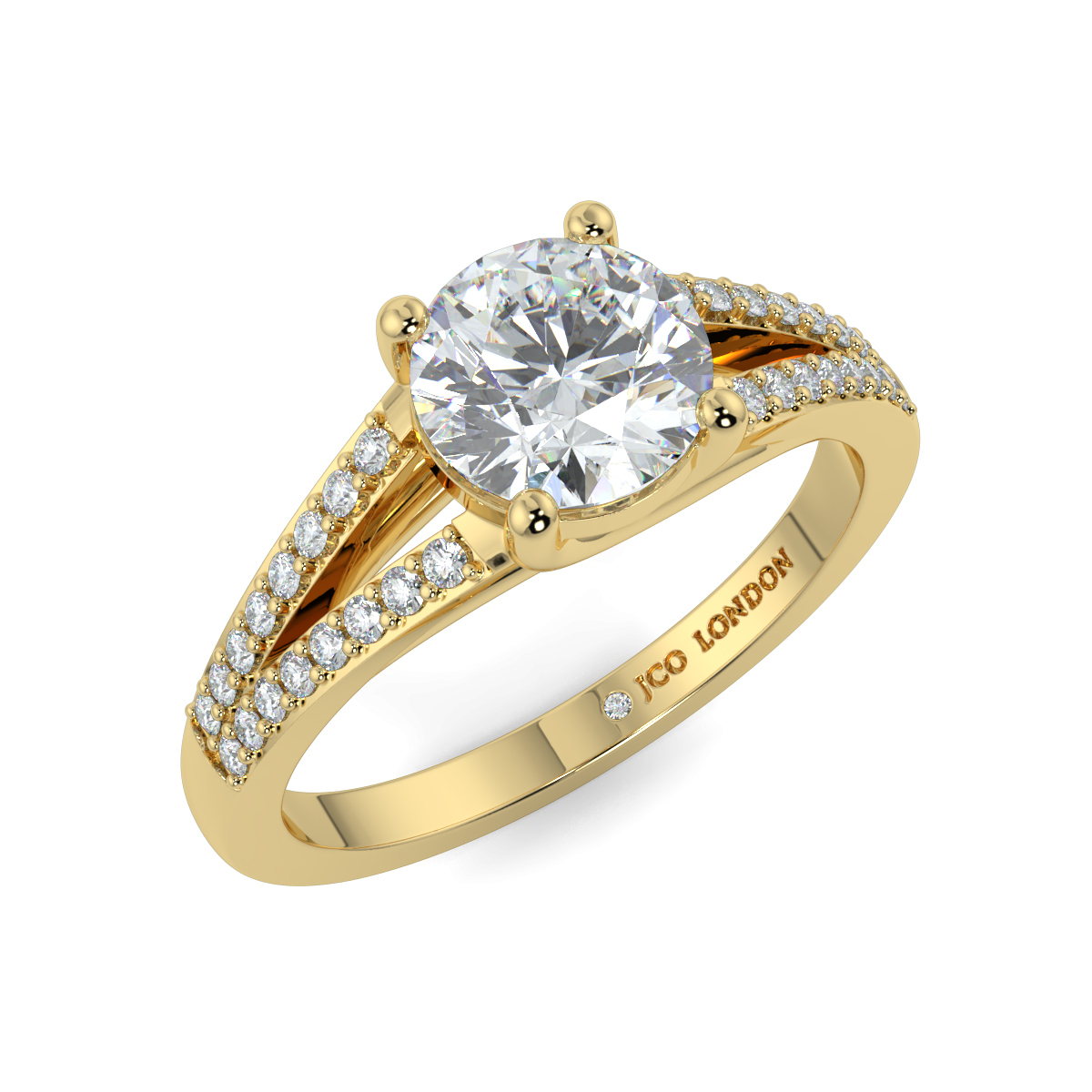 Round Shoulder Diamond  Engagement Rings