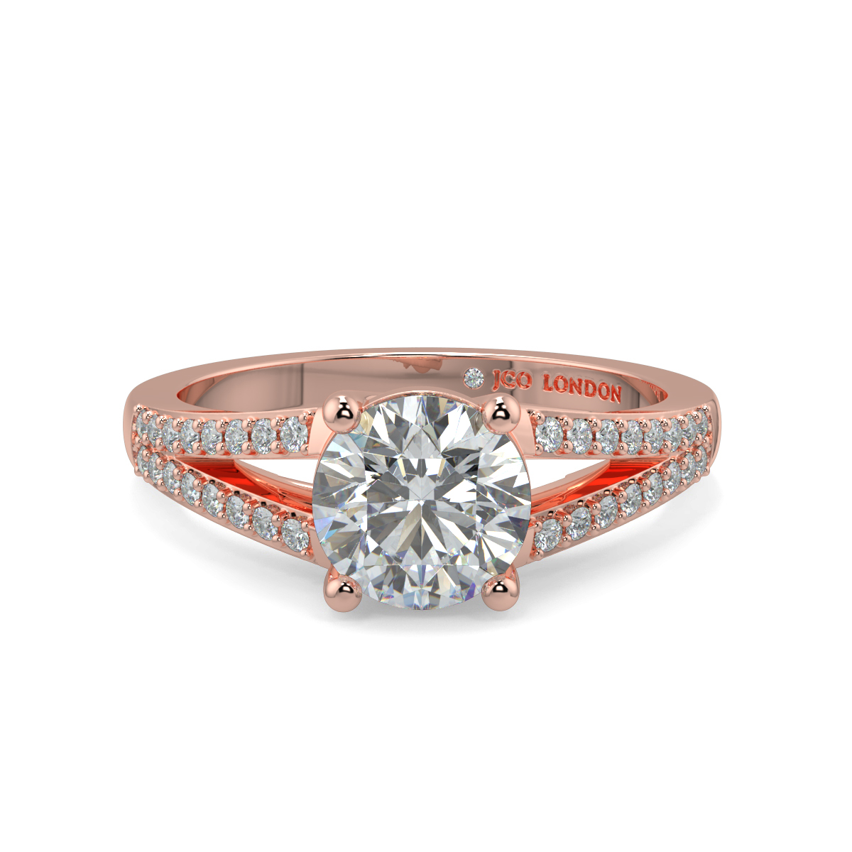 Round Shoulder Diamond  Engagement Rings