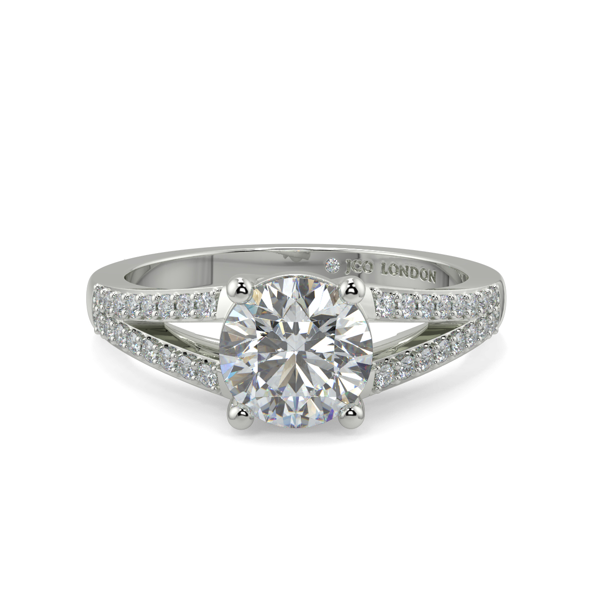 Round Shoulder Diamond  Engagement Rings