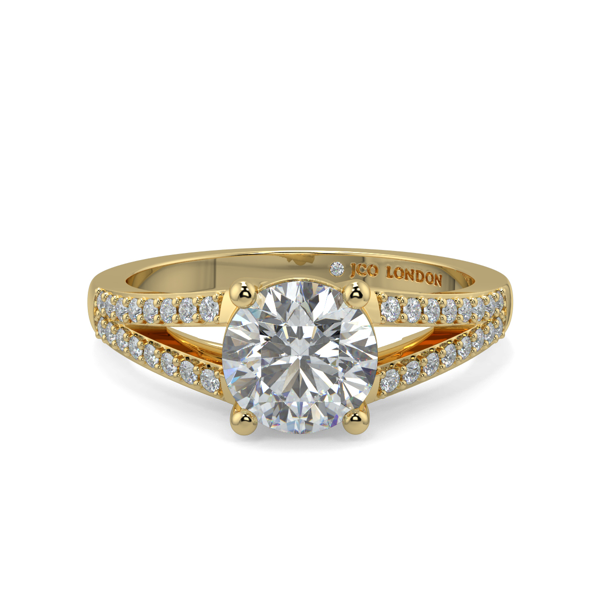 Round Shoulder Diamond  Engagement Rings