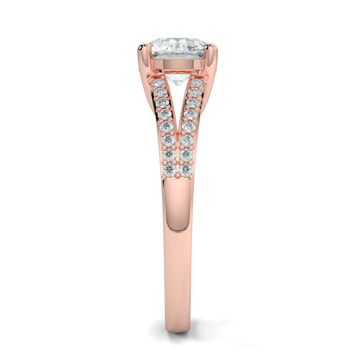 Round Shoulder Diamond  Engagement Rings