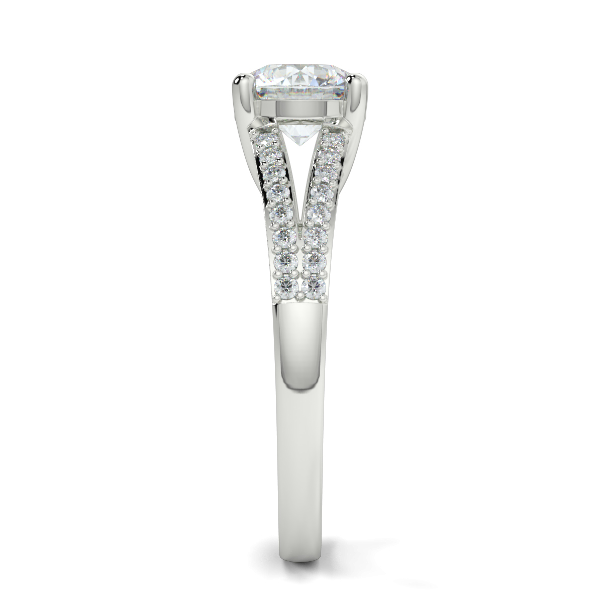 Round Shoulder Diamond  Engagement Rings