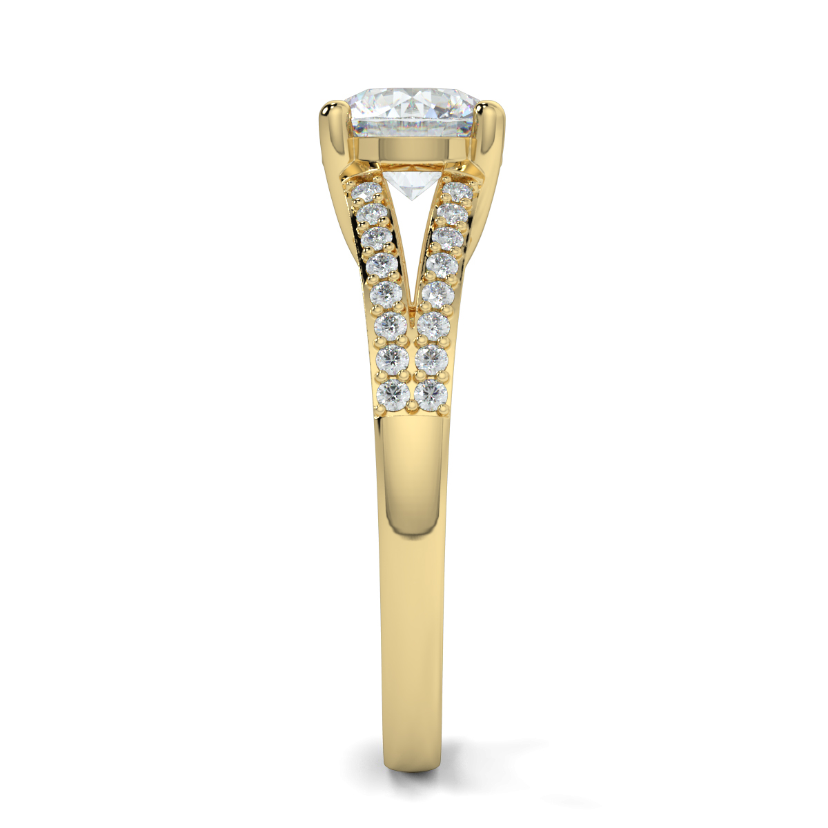 Round Shoulder Diamond  Engagement Rings