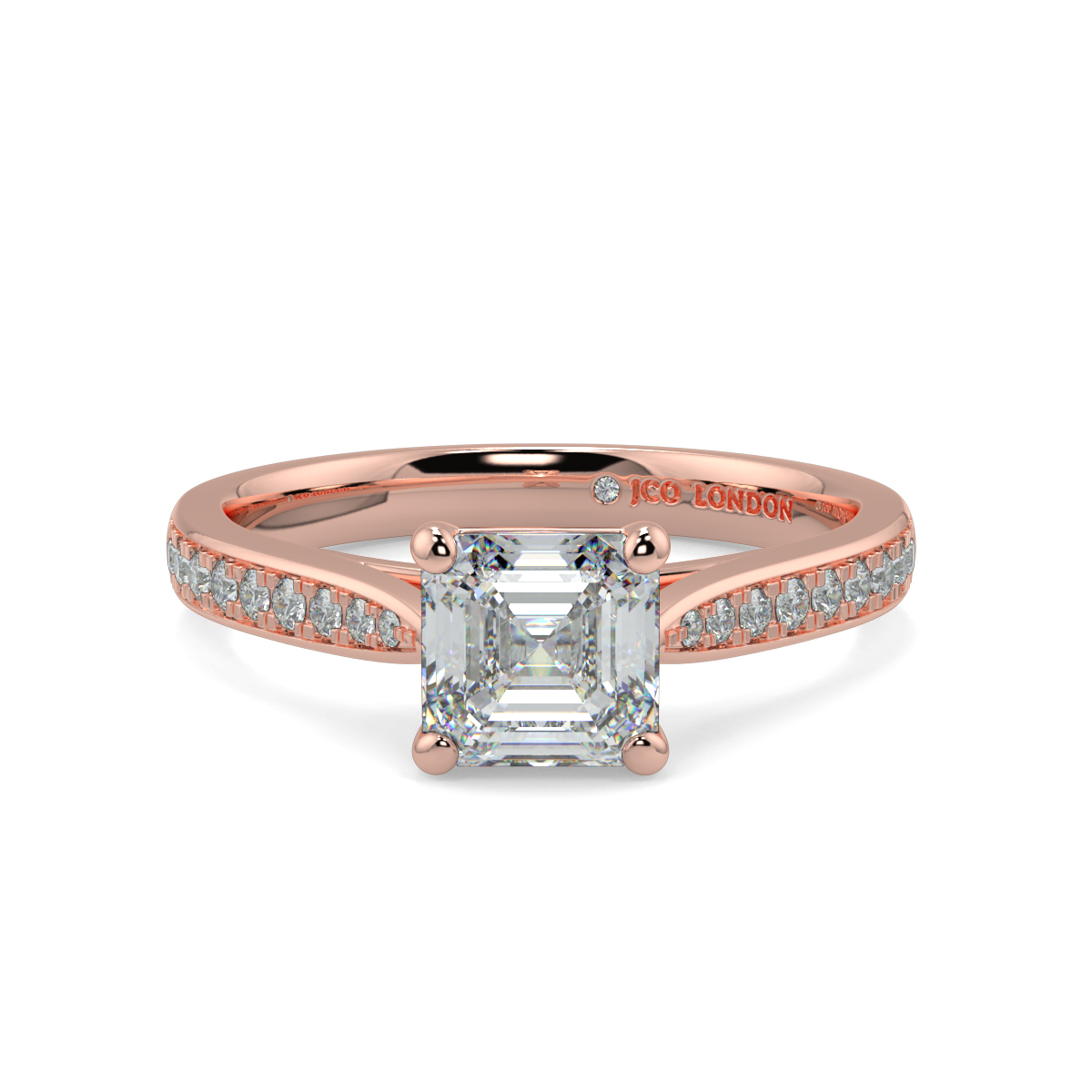 Asscher Shoulder Diamond  Engagement Rings