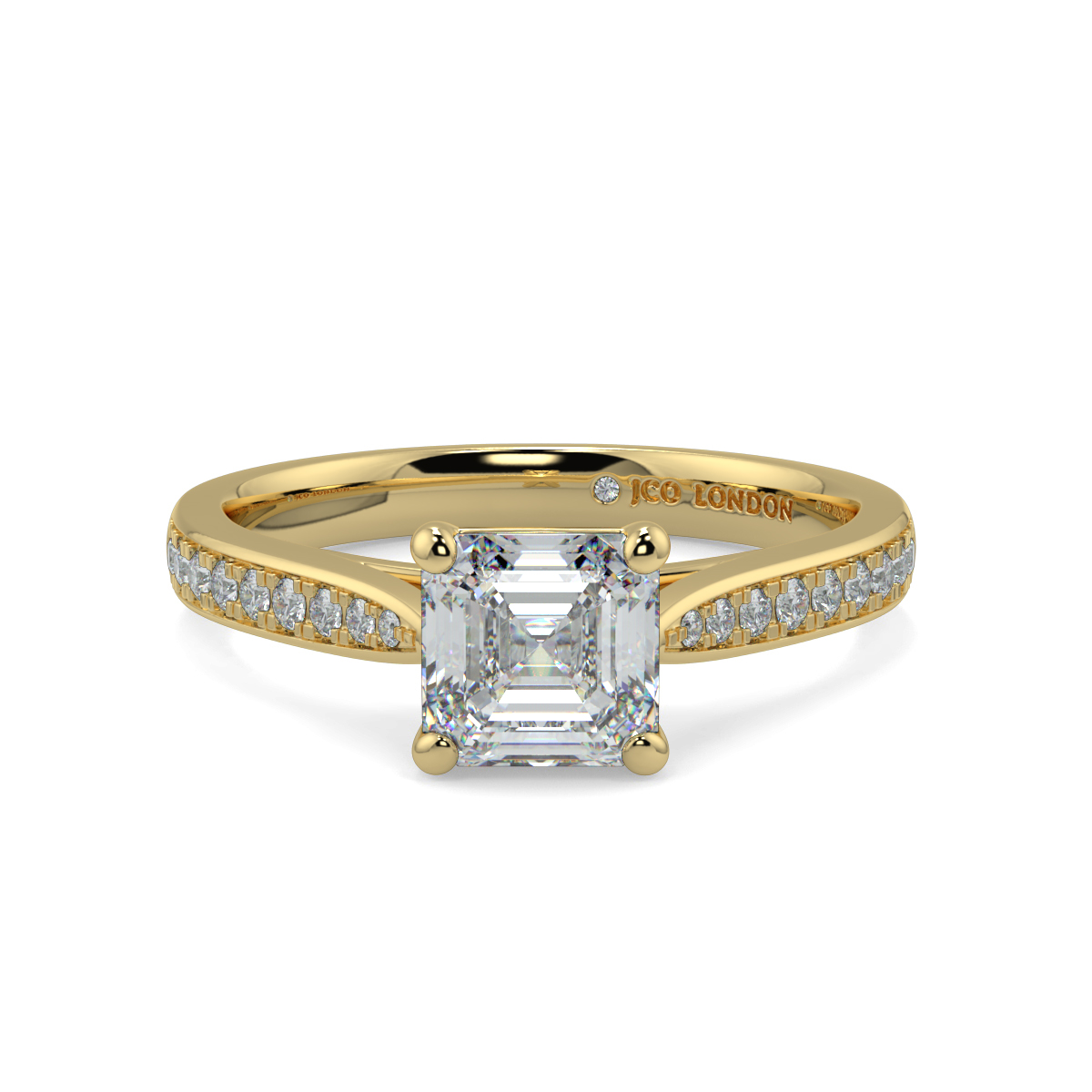 Asscher Shoulder Diamond  Engagement Rings