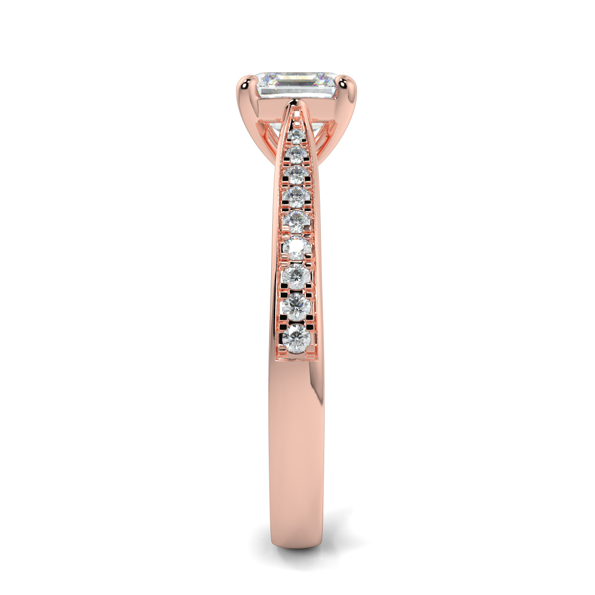 Asscher Shoulder Diamond  Engagement Rings