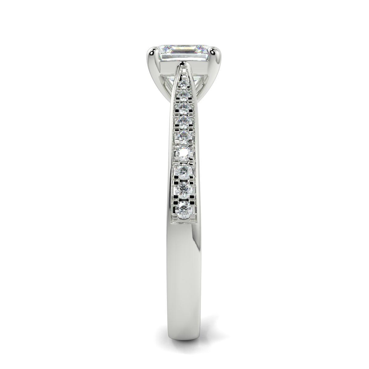 Asscher Shoulder Diamond  Engagement Rings