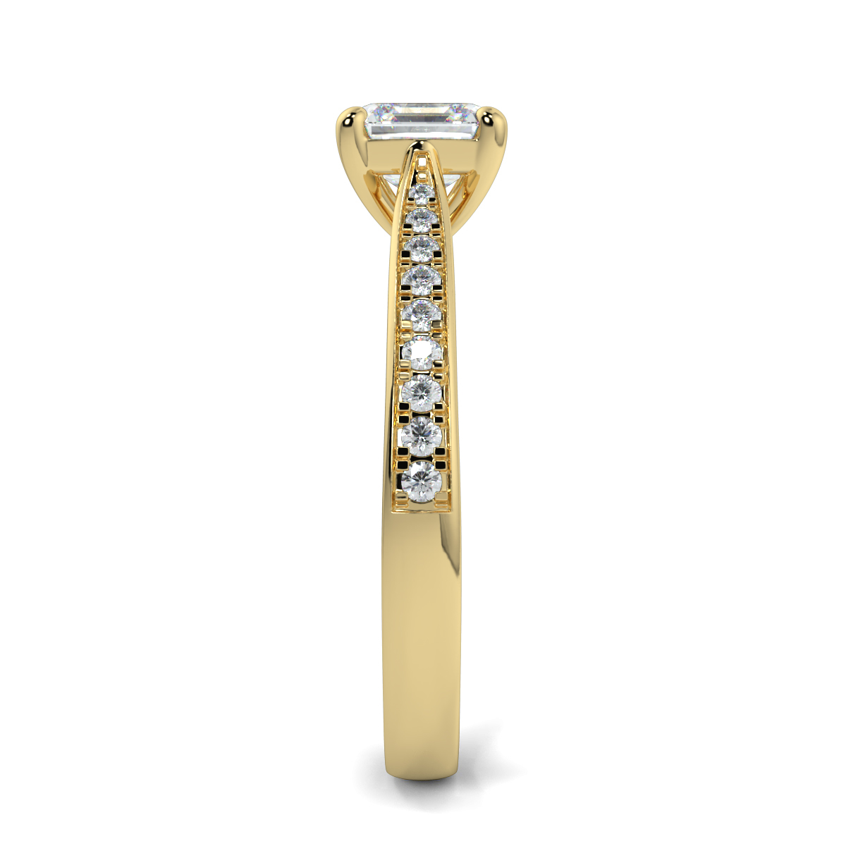 Asscher Shoulder Diamond  Engagement Rings