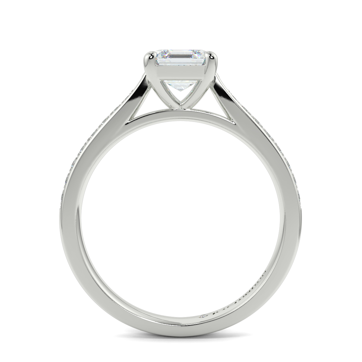 Asscher Shoulder Diamond  Engagement Rings