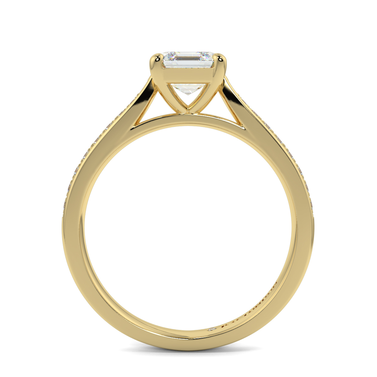 Asscher Shoulder Diamond  Engagement Rings