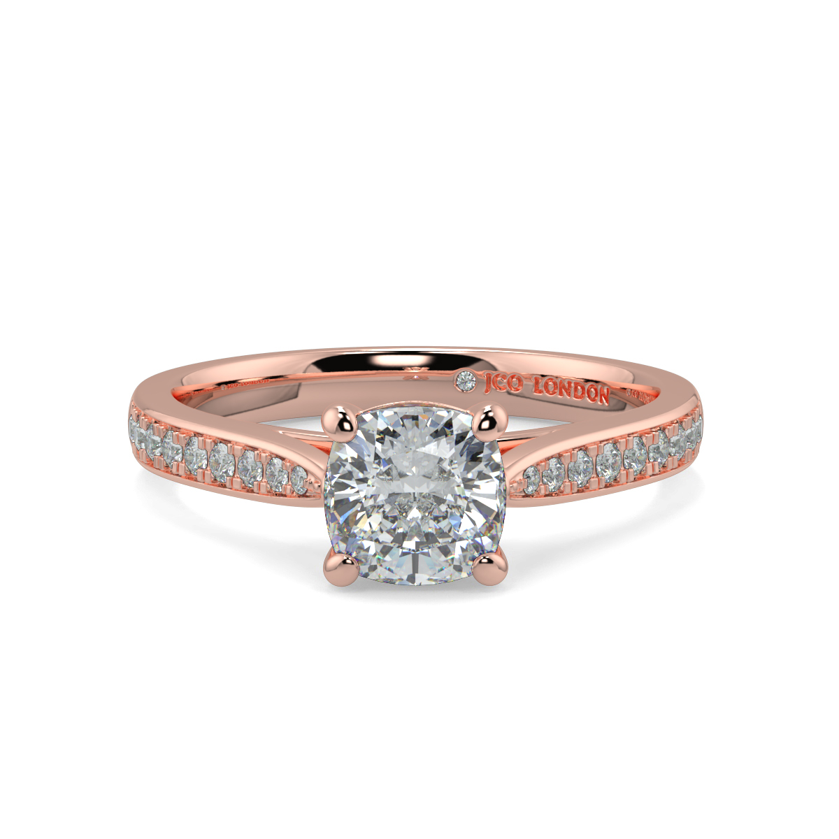 Cushion Shoulder Diamond  Engagement Rings