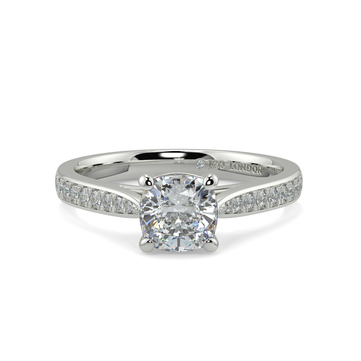 Cushion Shoulder Diamond  Engagement Rings