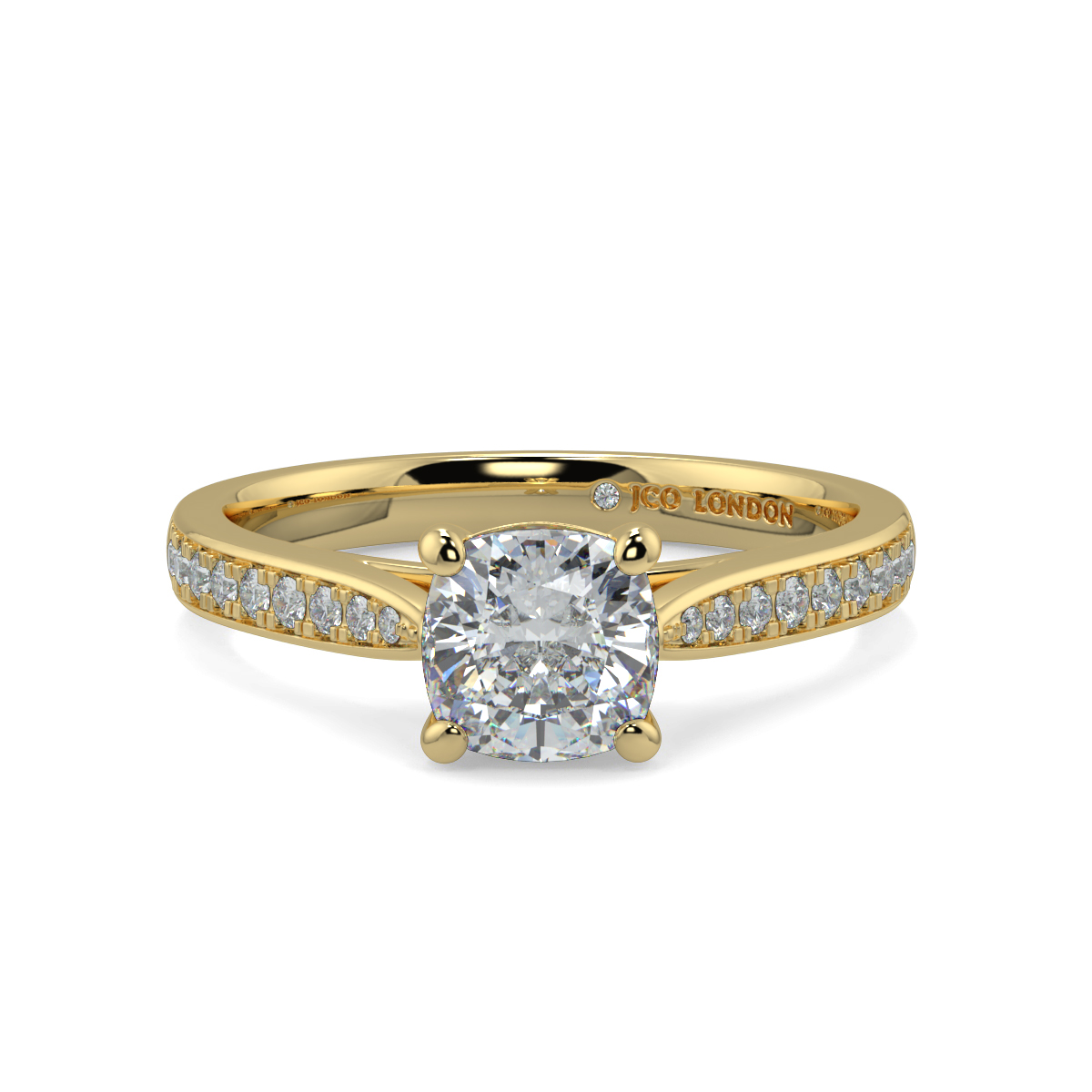 Cushion Shoulder Diamond  Engagement Rings